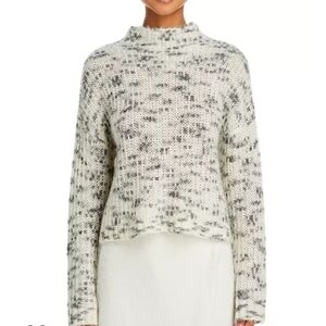 Bella Dahl Wool Blend Winter White Grey Cropped Mockneck Sweater Size S